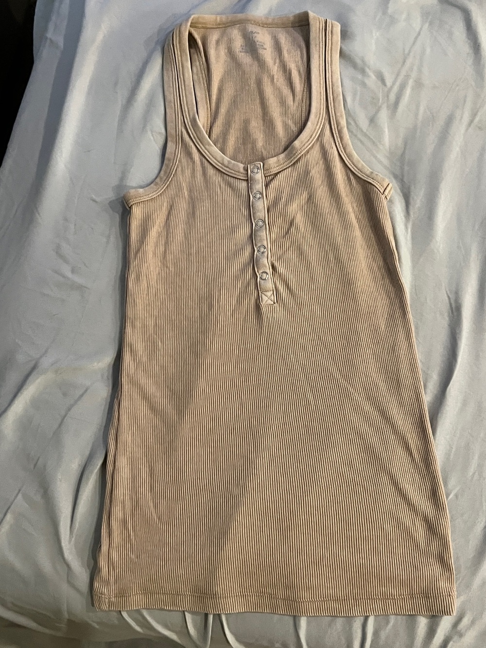 aerie Ribbed Henley Tank Top - Light Beige